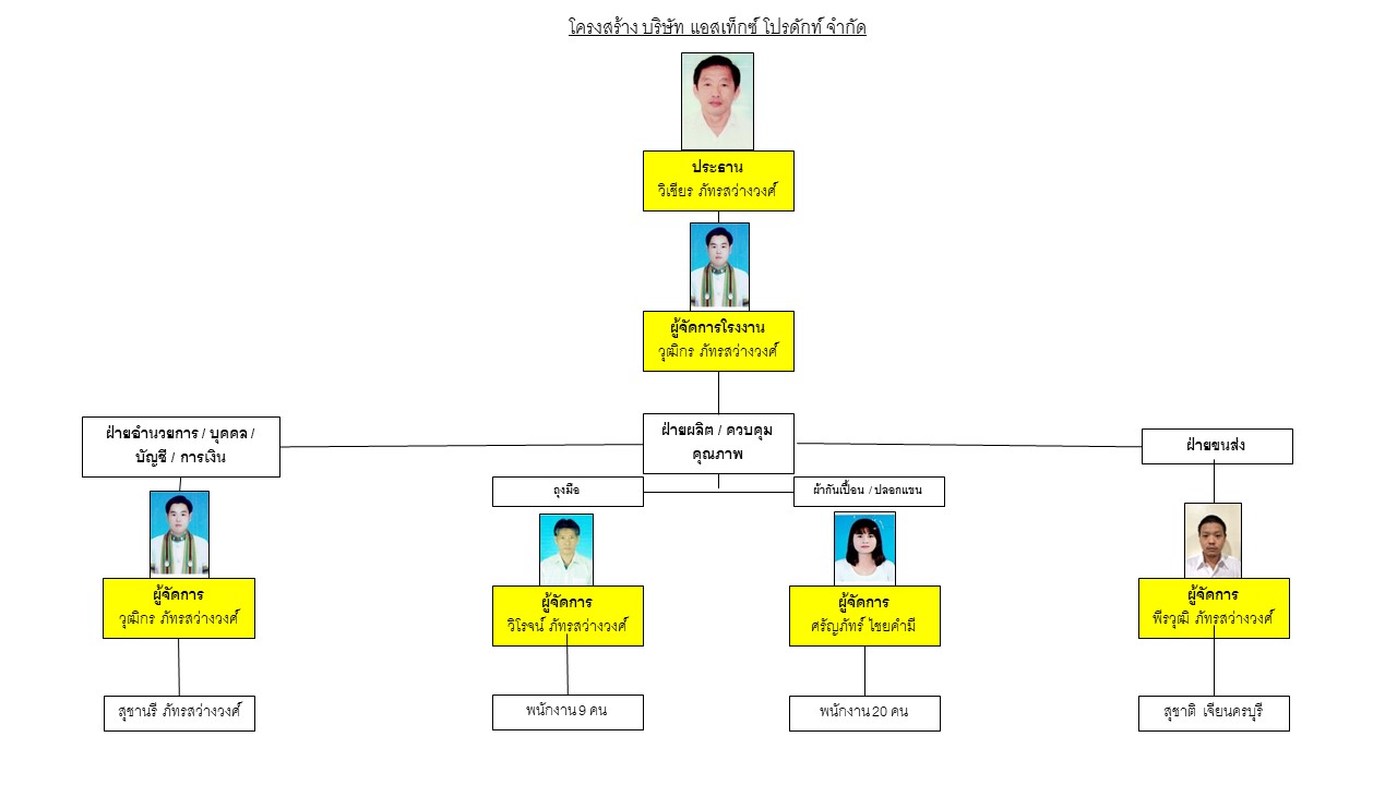 โครงสร้าง บริษัท แอสเท็กซ์ โปรดักท์ จำกัด